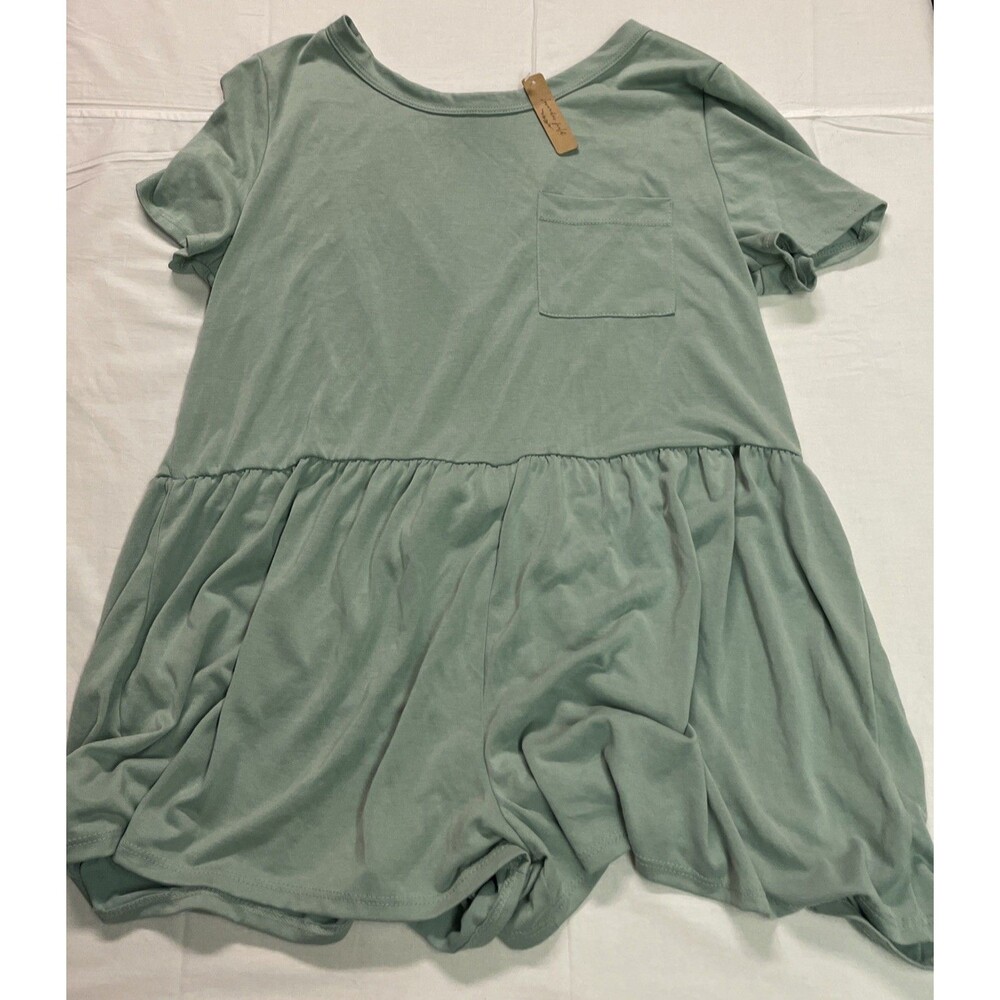 Lavender Field Short Sleeve Mini Jumper Size Large Womens Solid Green Beach